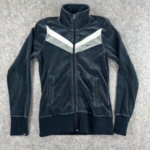 Nike The Athletic Dept Womens Track Jacket Velour Size S Chevron